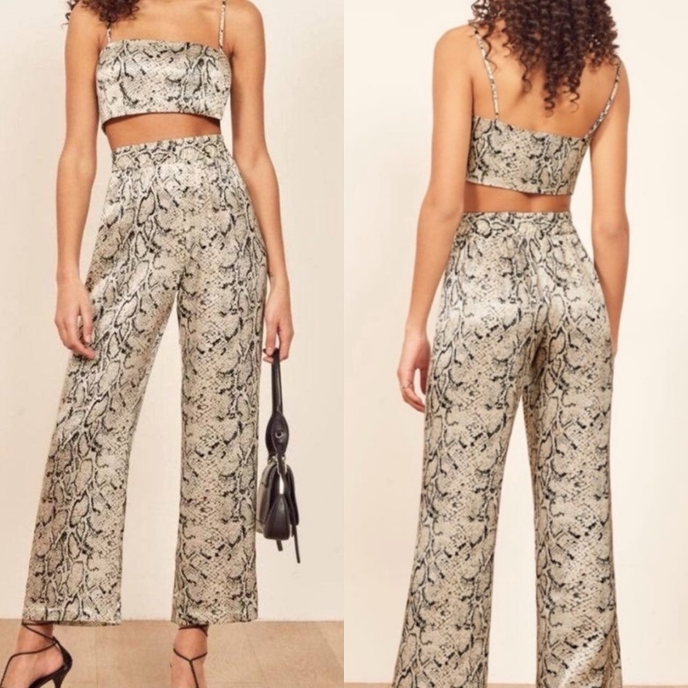 Reformation 100% Silk Snake Skin Python Set Anima… - image 1